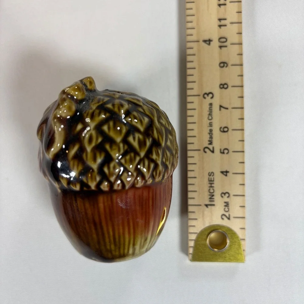 Acorn Ceramic Salt and Pepper Shakers Set Brown Fall Autumn Harvest Decor Cute